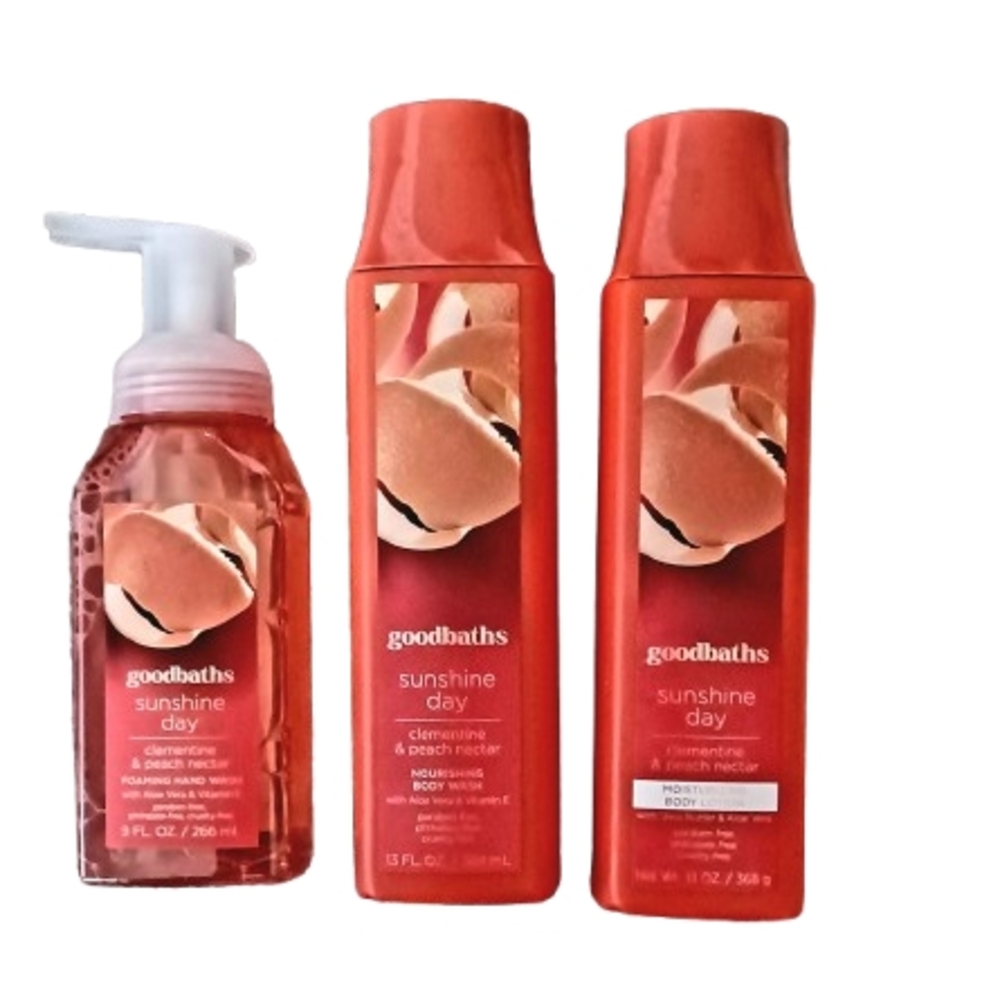 Goodbaths Sunshine Day Bath Set Clementine and Peach Nectar Shea Butter and Aloe